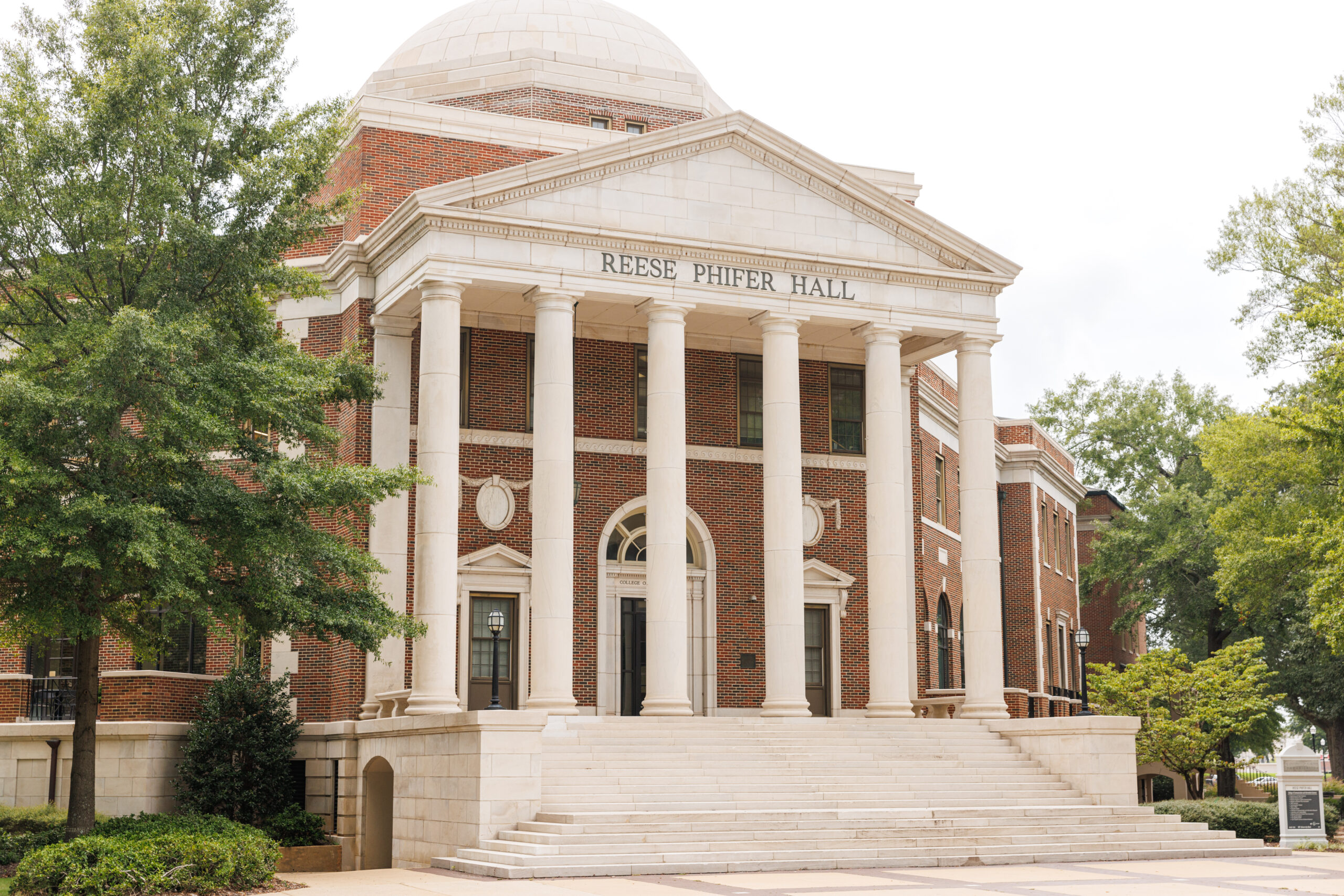 The front of Reese Phifer Hall at The University of Alabama