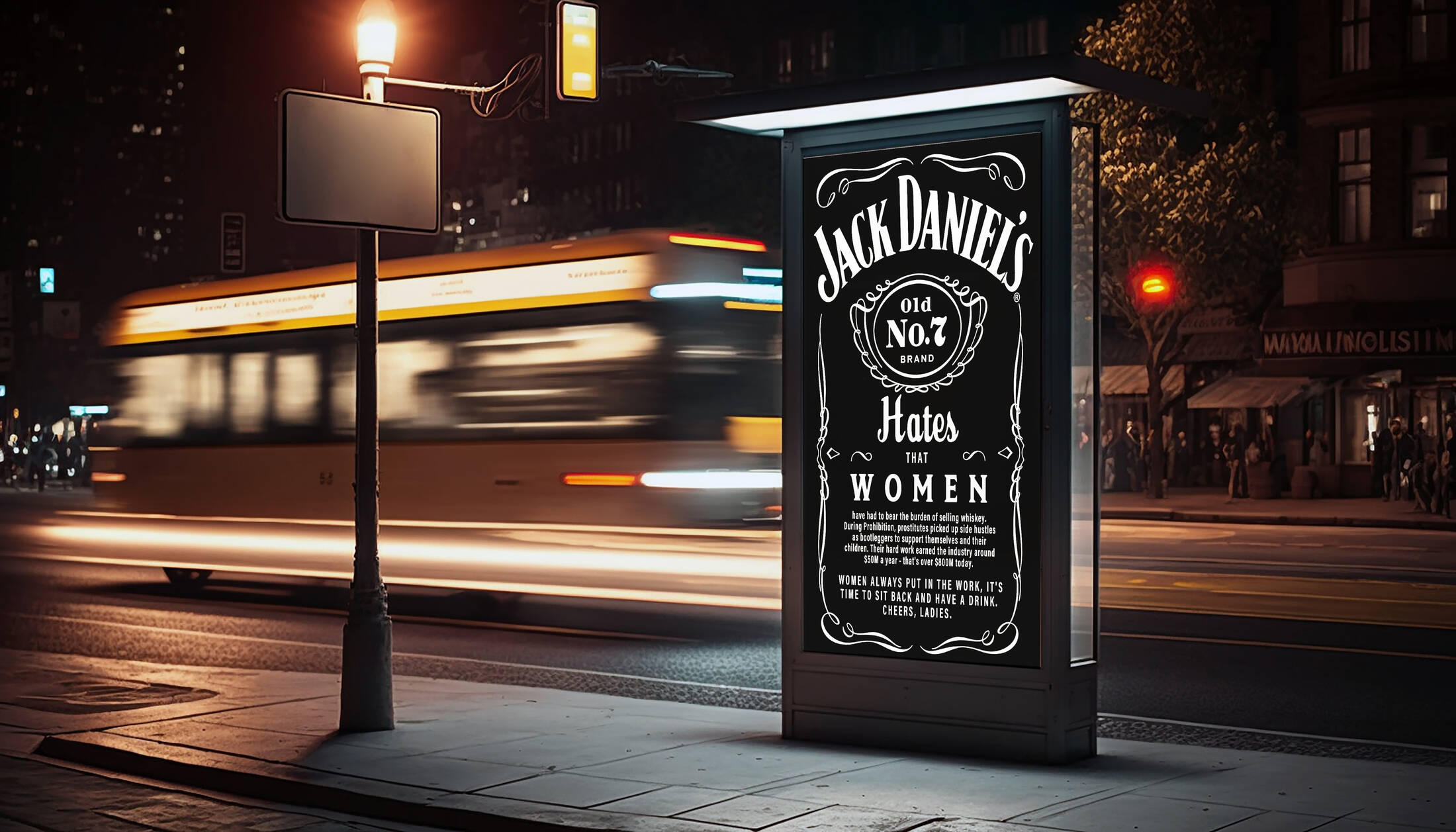 "Cheers, Ladies" for Jack Daniels by The University of Alabama. Art Director: Izzy Hernandez Copywriter: Elle Prendergast